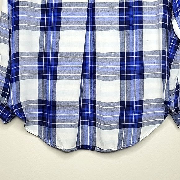 KENNETH COLE REACTION Blue Plaid Long Sleeve Button Up Collared Shirt size M - Picture 10 of 13